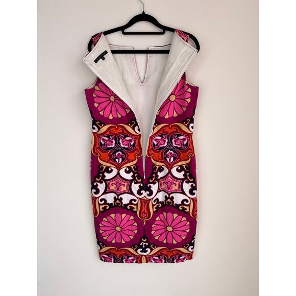 David Meister Pink Multicolor Medallion Print Sleeveless Sheath Dress Size 6 - Picture 9 of 10